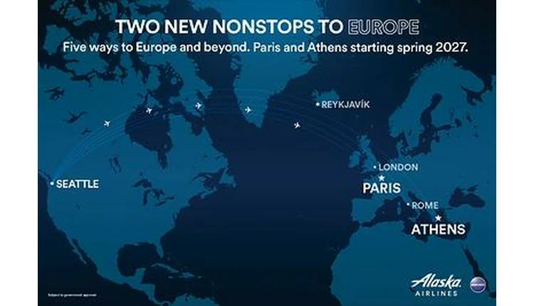 Alaska Airlines to launch Seattle-Athens and Seattle-Paris nonstops in 2027