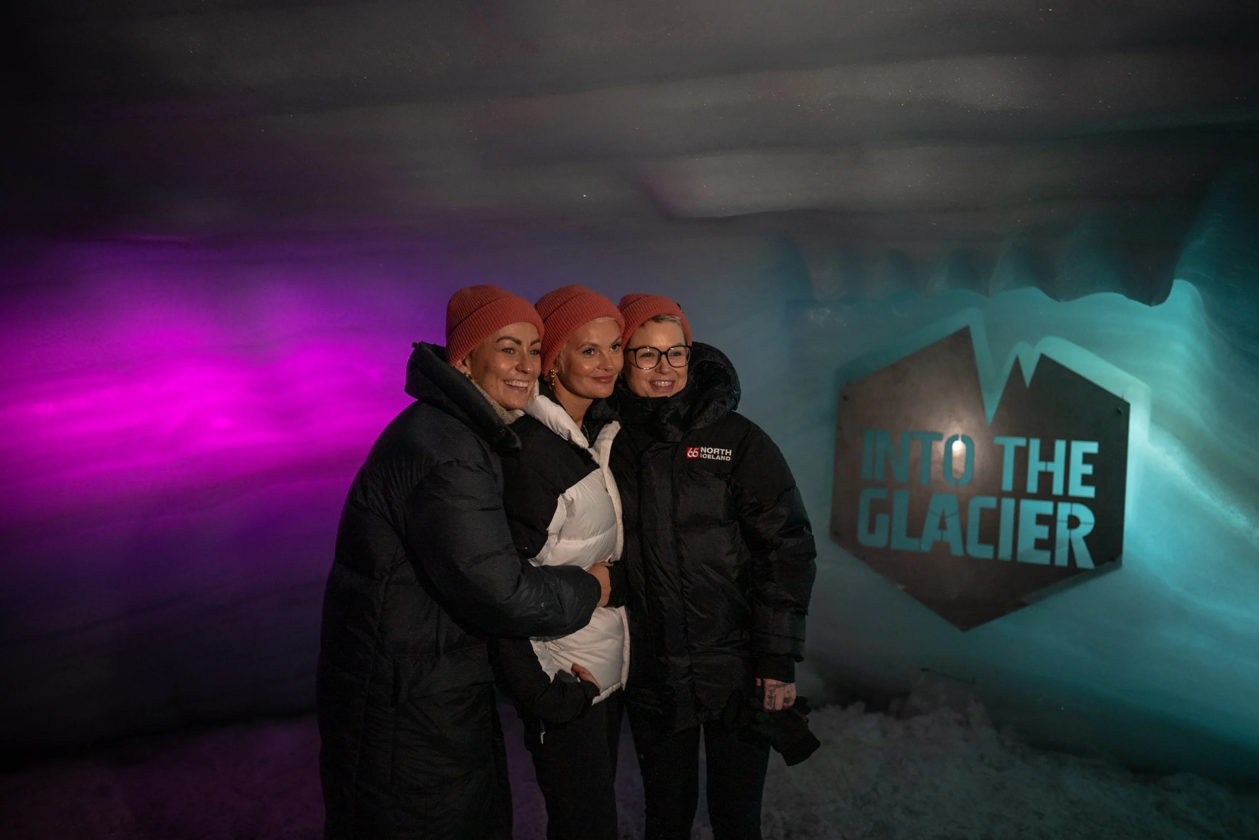 Langjökull ice tunnel glows pink for Icelandic cancer campaign
