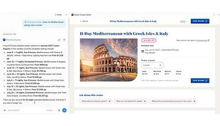 Princess Cruises debuts ChatGPT app for AI-driven trip planning