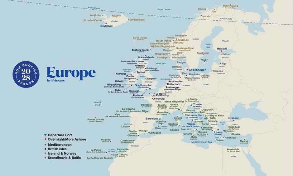Princess Cruises Sets Record with 291-Departure Europe Season for 2028