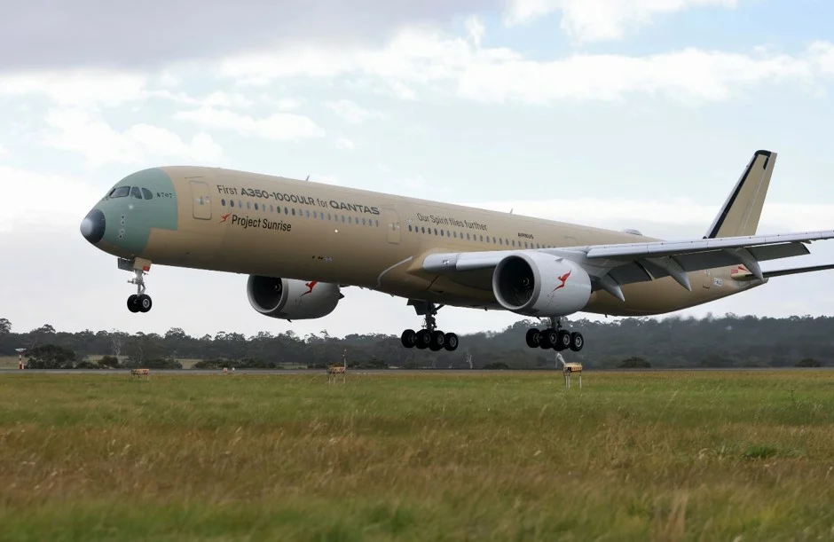 Qantas Project Sunrise A350-1000ULR Lands in Melbourne After Test Flight
