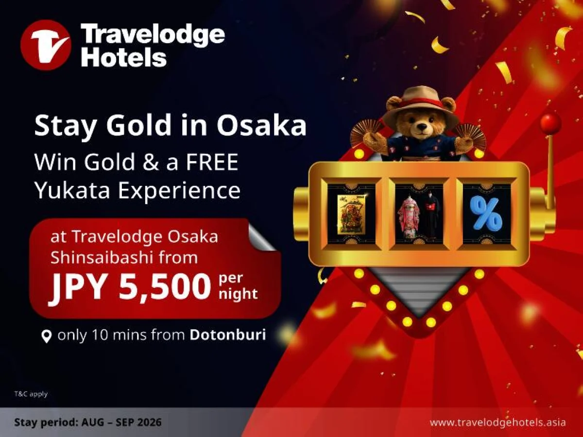 Travelodge Osaka Shinsaibashi Opens Early Booking with Gold Bar Incentive